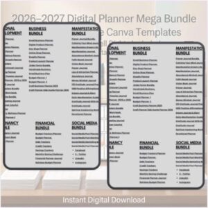 Luxury Editable Gold Canva Planner Templates Bundle (2026–2027) – Premium Journals, Habit Trackers, Calendars & Productivity Planners with PLR & MRR Rights