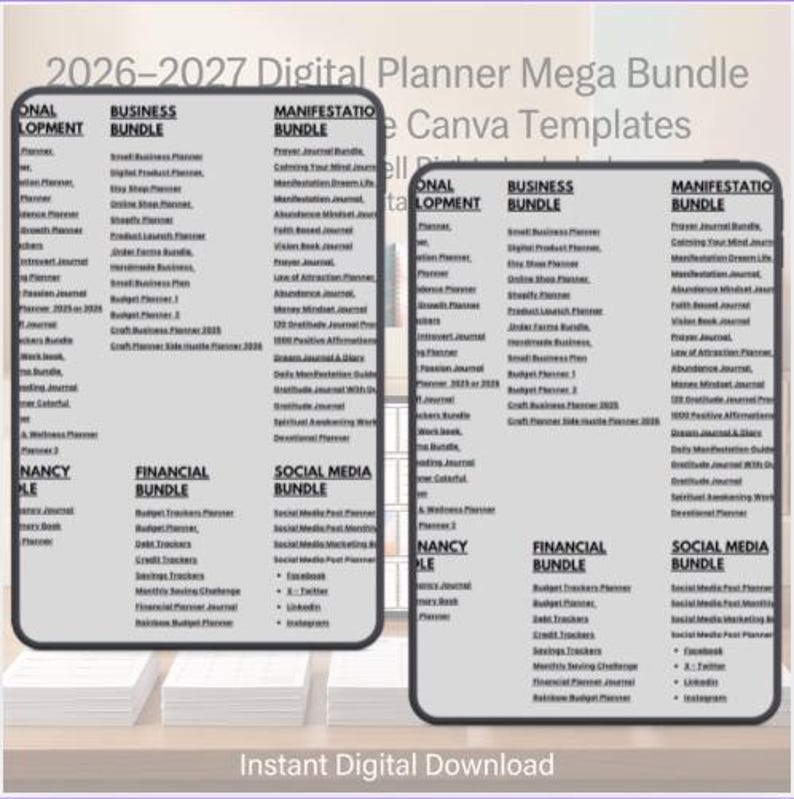Luxury Editable Gold Canva Planner Templates Bundle (2026–2027) – Premium Journals, Habit Trackers, Calendars & Productivity Planners with PLR & MRR Rights - Image 3